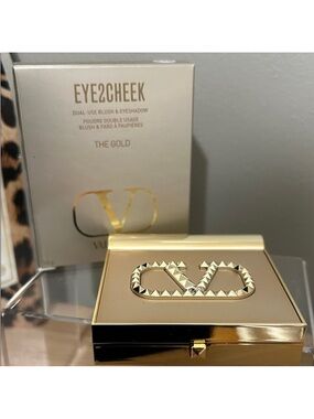 Valentino Gold Eye & Cheek Compact with Studded V Logo
